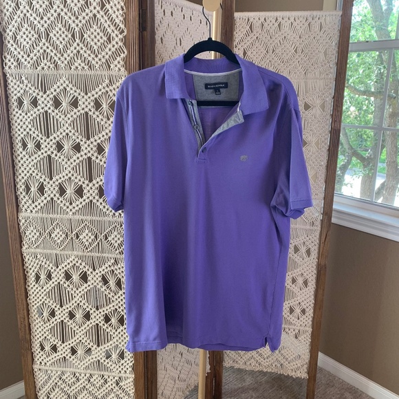 Banana Republic Men size large Purple Polo Solid Short Sleeve Embroidered Logo - Picture 1 of 6